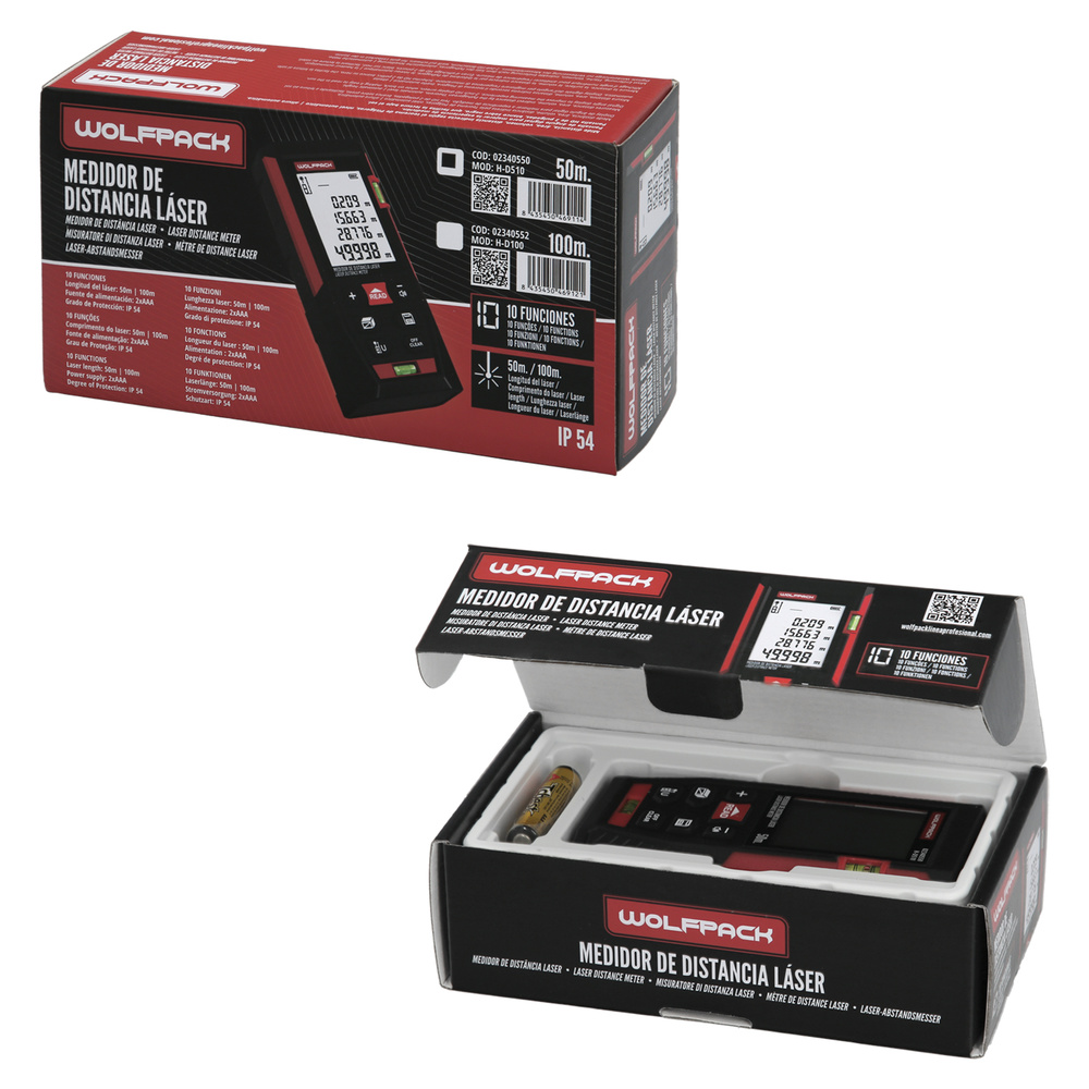 Medidor Laser 10 Funcion5es 50m Funciona Con 2 Pilas AAA (No Incluido)